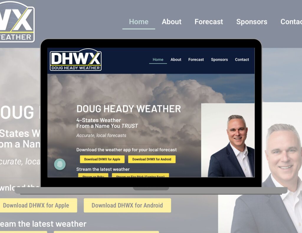 Screenshot of Meteorologist Doug Heady Website and App