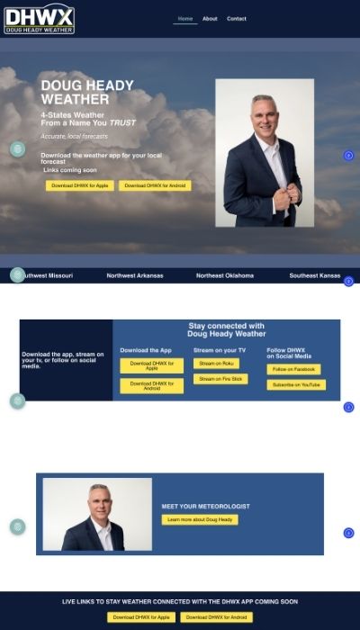 Screenshot of Meteorologist Doug Heady Website and App